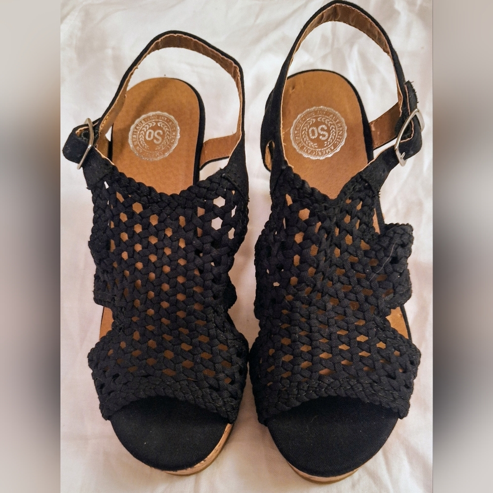 Pre-owned New damaged 4" Sandals Black cork Size 7.5M